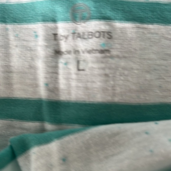 NWOT T By Talbots Women’s Mint Green Striped Tee Tops Size Large - Picture 6 of 6